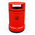 Roadware Derwent 120 Litre School Playground Litter Bin, large red outdoor trash can with a black base and a top opening for waste disposal.