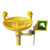 Emtez Pedistal Stand Emergency Eye Wash Basin PMEW-DC, yellow emergency eye wash station with a basin and dual spray nozzles, designed for quick eye flushing in hazardous work environments.