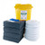 FyterTech 240 Litre Recycled Spill Kit In Wheelie Bin, yellow spill kit with absorbent pads, socks, and equipment for containing and cleaning hazardous spills.