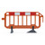 Oaklands Plastics Firmus Professional 2M Chapter 8 Road Safety Barrier, portable orange plastic safety barrier with reflective panels and adjustable stand for construction and road safety.