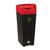 Leafield 43 Litre Enviropod Single Waste Stream Recycling Bin, black and red recycling bin with a top slot for plastics and a green recycling symbol on the front.
