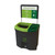 Leafield 87 Litre Meridian Double Waste Stream Recycling Bin, a dual-compartment recycling container with a green and black design and an informational sign on top designating separate bins for mixed recycling and food waste.