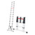 Climb IT GPC 91cm to 3.81m Telescopic Extending Aluminium Ladder, an extendable ladder in silver with black and red accents, shown in a fully extended position alongside a compact folded version for storage.
