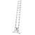 Climb IT GPC 91cm to 3.81m Telescopic Extending Aluminium Ladder, a tall, silver extendable aluminum ladder with multiple sections and red safety locks for versatile height adjustment.