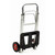 GPC 90kg Load Compact Folding Sack Truck GI960Y, foldable and lightweight metal sack truck with black platform, red wheels, and a sturdy handle for easy loading and transportation.