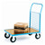 GPC Flatbed Platform Trucks with Mesh Sides & Ends 500kg Load, blue metal frame flatbed trolley with four caster wheels and a cardboard box on top.