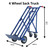 GPC 250kg Load Three Way Sack & Platform Truck GI135Y, blue industrial platform truck with four wheels and measurements of 470mm width, 1205mm length, and 840mm height.