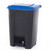 GPC 80 Litre Foot Peddle Bin With Coloured Lids, black waste bin with a blue lid and foot pedal for hands-free opening