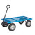 GPC REACH Compliant General Purpose Flatbed Trucks 400kg Load, blue flatbed trolley with four large rubber tires and a black handle for easy maneuverability.