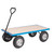GPC REACH Compliant General Purpose Flatbed Trucks 400kg Load, a sturdy flatbed cart with a wooden surface, four large wheels, and a black handle for easy maneuvering.