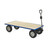GPC Heavy Duty REACH Compliant Industrial Trucks 500kg Load, a sturdy industrial flatbed trolley with a wooden platform, four large rubber wheels, and a long black handle for easy maneuverability.