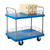 GPC Proplaz Blue Two / Three Tier Platform Trolley 300kg Load, blue multi-tier platform trolley with metal railings and four caster wheels for heavy-duty transport.