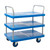 GPC Proplaz Blue Two / Three Tier Platform Trolleys 300kg Load, metal trolleys with blue textured platforms, two-tier design, and four sturdy wheels for easy mobility.