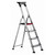 Climb IT GPC 3 to 8 Tread Double Decker Tool Tray Aluminium Stepladder, lightweight silver and black with red grips on steps and multiple steps for standing and holding tools.