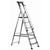 Climb IT GPC 3 to 8 Tread Double Decker Handrail Aluminium Stepladder, a sturdy silver and black multi-step aluminum ladder with double decks and handrails for safety.