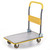 GPC Deluxe Folding Flatbed Trolley 150 or 300kg Load, yellow and gray foldable flatbed trolley with four wheels and a yellow handle for easy maneuverability.