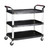 GPC Proplaz 3 Shelf Table Trolley, black plastic shelves with silver metal frame and four swivel casters for easy mobility.