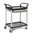 GPC Proplaz 2 Shelf Table Trolley With Lockable Draw, versatile metal utility cart with two shelves, lockable drawer, and four caster wheels for mobility.