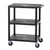 GPC Multi-Purpose 3 Shelf Service Table Trolley, black utility trolley with three shelves and caster wheels for easy mobility.
