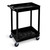GPC Multi-Purpose 2 Deep Tray Service Table Trolley, black heavy-duty serving trolley with two deep tray sections and four caster wheels for easy mobility.
