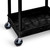 GPC Multi-Purpose 2 Deep Tray Service Table Trolley, black plastic serving trolley with two large trays and four wheels for easy mobility.