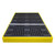 Romold BF6 Low Profile 6 Drum Bunded Workfloor 340 Litre Sump, a yellow heavy-duty plastic workfloor with black perforated grid panels for spill containment and drainage.