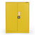 Armorgard HFC5 SafeStor COSHH Hazardous Liquid Cabinet, yellow metal storage cabinet with double doors and safety labels in the center.