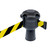 Skipper 9m Belt Barrier With Wall Brackets, portable safety barrier with yellow and black striped belt and mounting brackets for wall attachment.