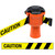 Skipper 27m Belt Barrier Kit With 4 Posts, orange portable barrier with yellow caution tape attached.