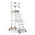 Climb IT GPC 4 to 12 Tread Climb-It Mobile Platform Steps With Safety Gate, a silver mobile platform ladder with safety gate for industrial use.