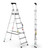 Climb IT GPC 3 to 7 Tread Professional Aluminium Climb-It Stepladders Inc Carry Handle, image showing a multi-purpose aluminium step ladder with a carry handle, four steps, and adjustable heights.