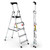 Climb IT GPC 3 to 7 Tread Professional Aluminium Climb-It Stepladders Inc Carry Handle, image showing a sturdy silver aluminium step ladder with multiple steps, black safety features, and a convenient carry handle for easy transportation.