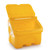 Jonesco 400 Litre 500kg 14 CuFt Grit Salt Storage Bin, yellow plastic storage container with hinged lid for salt and grit storage.
