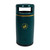Roadware Coniston 90 Litre Outdoor Litter Bin, cylindrical green waste receptacle with a rectangular opening on the top for disposing rubbish, featuring a yellow icon of a person dropping waste into a bin.