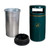 Roadware Coniston 90 Litre Outdoor Litter Bin, green plastic outdoor waste container with black removable lid and an image of a person throwing rubbish into the bin.