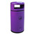 Roadware Coniston 90 Litre Outdoor Litter Bin, purple cylindrical trash can with a rectangular opening at the top for waste disposal and a black logo of a person throwing trash into a waste bin.