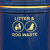 Roadware 90L Coniston Floor Mount Dog Waste Bin, blue outdoor dog waste disposal bin with yellow text and icons for litter and dog waste disposal.
