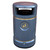 Roadware Derwent 120 Litre Classic Heritage Litter Bin, a grey cylindrical outdoor trash can with a gold stripe and a recycling icon on the front.