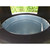 Roadware Derwent 120 Litre Classic Heritage Litter Bin, interior view showing a large, round galvanized steel bin with black outer casing and a view of green foliage through the opening.