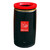 Roadware 90 Litre Coniston Open Top Recycling Bin, black waste receptacle with red lid and recycling label for plastic bottles, pots, tubs & trays.