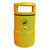 Roadware Grasmere 120 Litre Outdoor Heritage Litter Bin, yellow outdoor garbage bin with a black and white user icon for waste disposal.