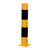 QMP Industrial Protective Steel Posts, yellow and black safety bollard for industrial and construction site protection.