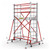Climb IT GPC 4.7 to 7.2m Climb-It Extenda Scaffold Platform Tower, fully extended with safety rails, wheels, and red and white frame structure.