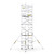 Climb IT GPC 1.2 to 3.6m Climb-It UniPro Scaffold Platform Tower, silver mobile scaffold with adjustable height and safety rails for construction and maintenance work.