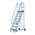 Climb IT GPC 3 to 12 Tread Climb-It Warehouse Essentials Steps, a blue mobile industrial step ladder with multiple steps and safety rails.