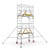 Climb IT GPC 3.5 to 7.5m Climb-It Ultra Scaffold Platform Tower, a mobile scaffold tower with multiple levels, safety rails, wheels, and stabilizing braces for construction and maintenance tasks.