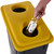 GPC Set of 3 x 65 or 90 Litre Office Recycling Bins With Lids, yellow plastic bins with round openings for recycling bottles and cans in an office or workspace environment.