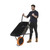 GPC Olympus 80/100L Pneumatic or Puncture Proof Wheelbarrows, a man standing with black wheelbarrow with orange puncture-proof wheel, black basin, and sturdy handles.