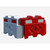 Site Supplies Mini Bison 1 Metre Water Filled Barrier 70kg, a set of two portable, water-filled safety barriers in red and white colour with reflective strips for traffic control and crowd management.