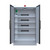 Emtez 2 Door LithiumVault FirePro® Battery Charging Cabinet with Control Panel, interior view showing shelves, power strips, and electrical components.